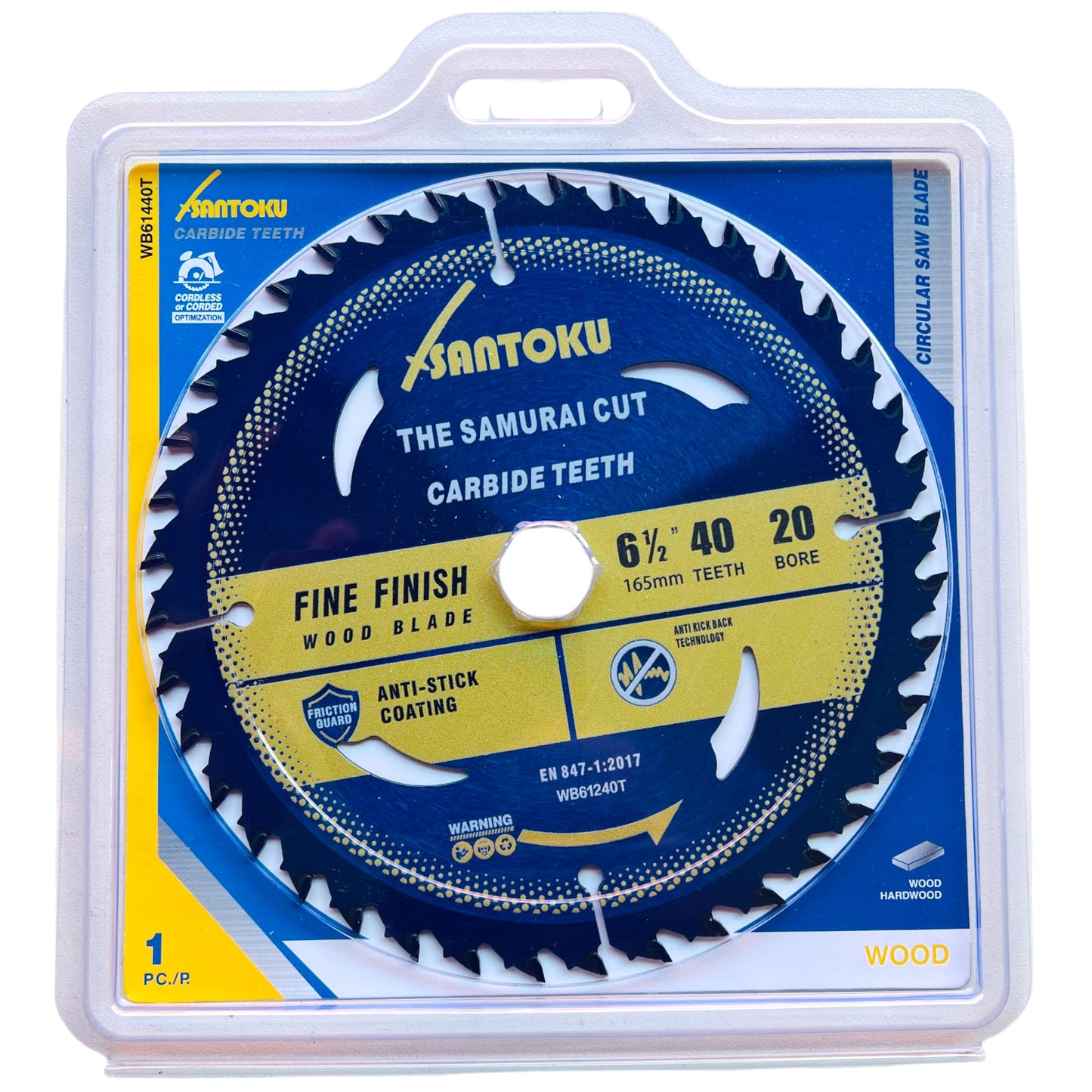 Santoku 6 1/2" (165mm) x 40Teeth WOOD Cut Circular Saw Blade Fine-Finish