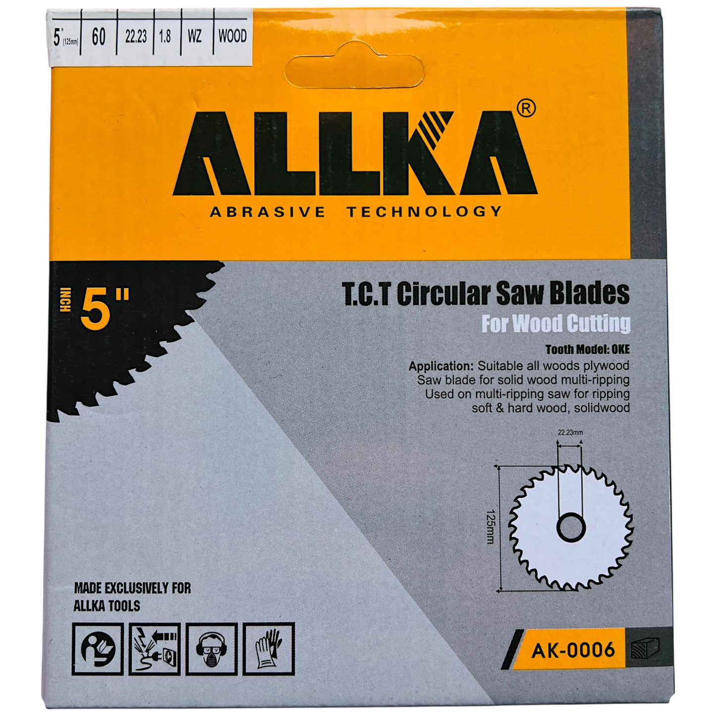 ALLKA 5" (125mm) x 60Teeth WOOD Cut Circular Saw Blade Ultra- Fine Finish