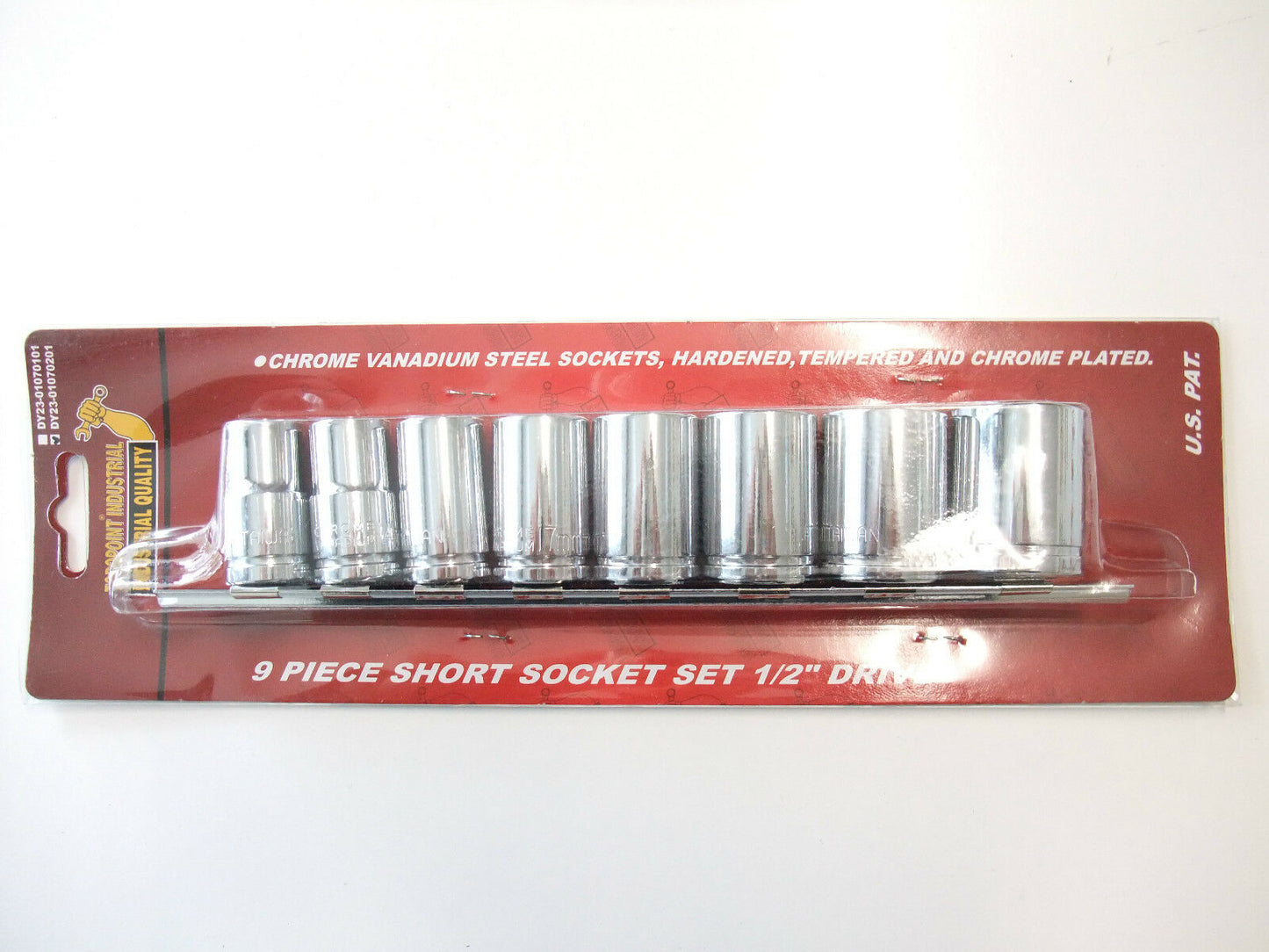 9pc 1/2" Drive METRIC SHORT socket set 13-24mm, CR-V, (TAIWAN)