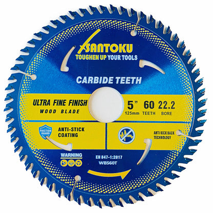 Santoku 5" (125mm) x 60Teeth WOOD Cut Circular Saw Blade Ultra- Fine Finish