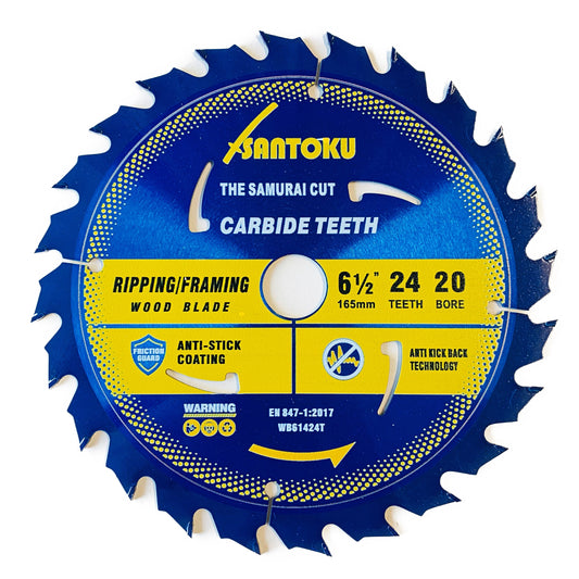 Santoku 6 1/2" (165mm) x 24Teeth WOOD Cut Circular Saw Blade Ripping / Framing