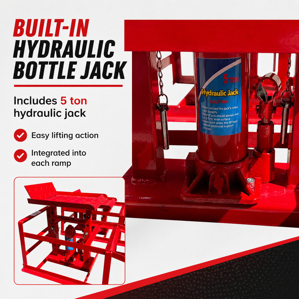 3 Tonne Hydraulic Car Ramp Set with Bottle Jack Lift