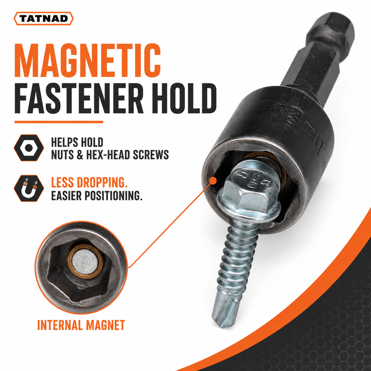 TATNAD 8pc Magnetic Nut Driver Set 6-13mm 50mm Quick Fit Drill Bits