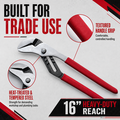 Torqpoint 16in 405mm Water Pump Pliers Extra Wide Jaw Multigrip Tool