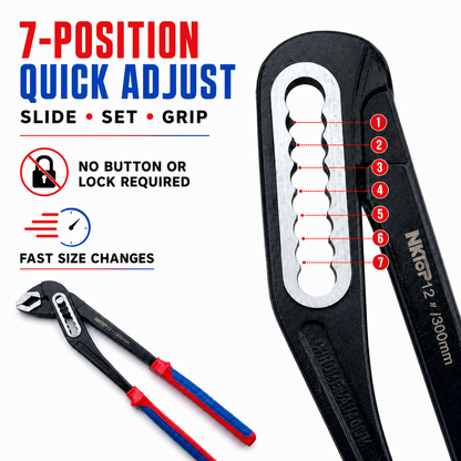 NKTOP 12" 304mm German Style Multigrip Water Pump Pliers 7 Position
