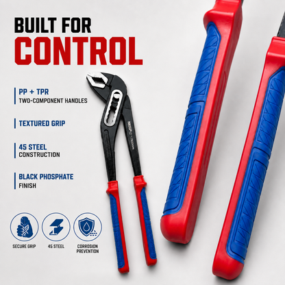 NKTOP 12" 304mm German Style Multigrip Water Pump Pliers 7 Position