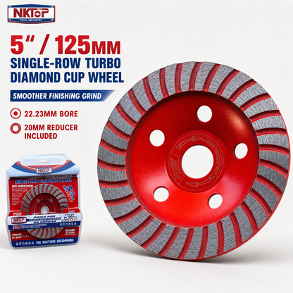NKTOP 125mm 5" Single Row Turbo Diamond Concrete Grinding Cup Wheel