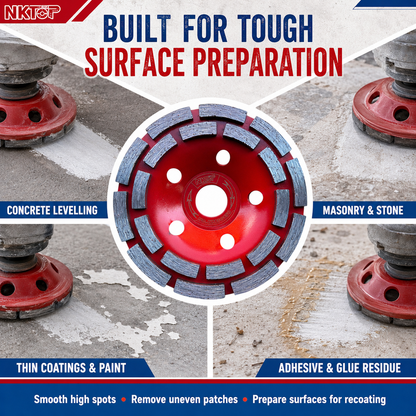 NKTOP 125mm 5" Double Row Diamond Concrete Grinding Cup Wheel 22.23mm