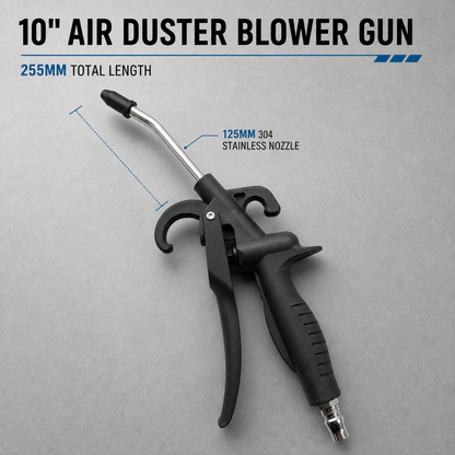 10" 255mm Air Duster Blower Gun 125mm Steel Nozzle Rubber Tip