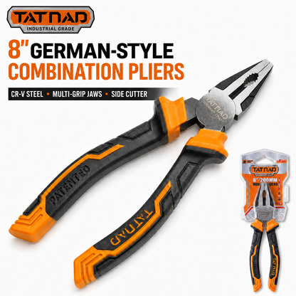 TATNAD 8" 200mm German Style Combination Pliers CR-V Side Cutter