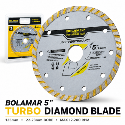 BOLAMAR 5" 125mm Turbo Diamond Blade Concrete Masonry 22.23mm Bore