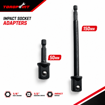 TorqPoint 50mm / 150mm 1/4″ Hex to 1/2″ Drive Impact Socket Adapter