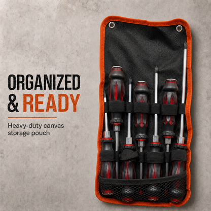 7pc Through-Tang Striking Screwdriver Set Slotted Phillips Magnetic