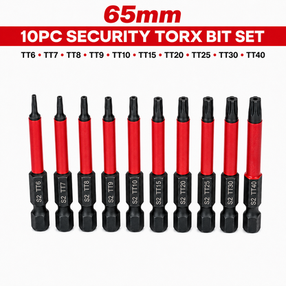 ULTRAPRO 10pc Tamperproof Security Torx Star Impact Bit Set TT6-TT40 65/150mm