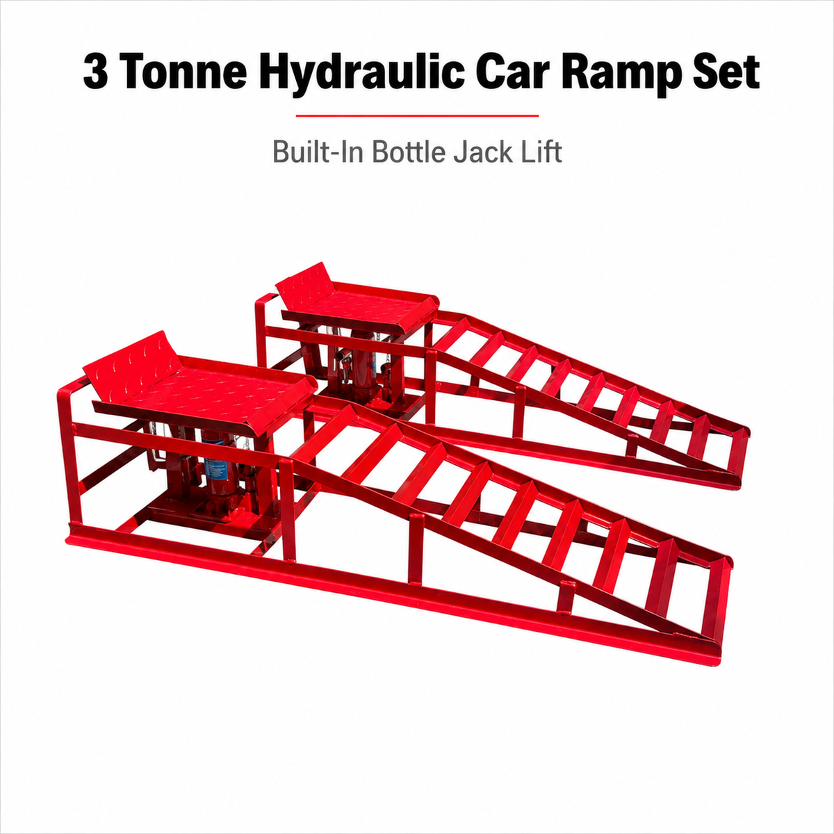 3 Tonne Hydraulic Car Ramp Set with Bottle Jack Lift
