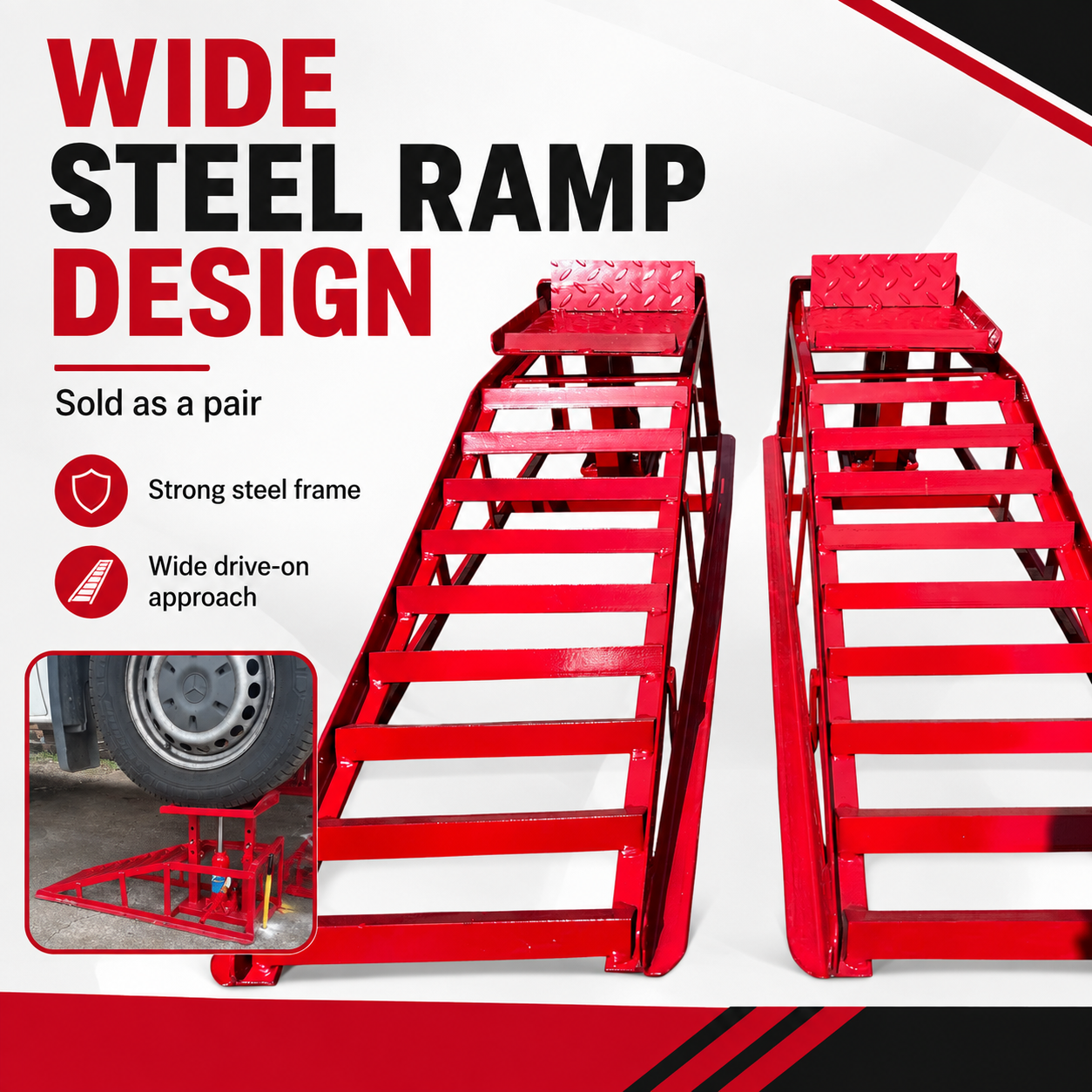 3 Tonne Hydraulic Car Ramp Set with Bottle Jack Lift