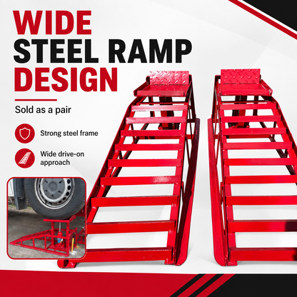3 Tonne Hydraulic Car Ramp Set with Bottle Jack Lift