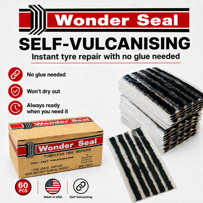 Wonder Seal 60pc Tyre Repair Strings 100mm Self-Vulcanising Made in USA