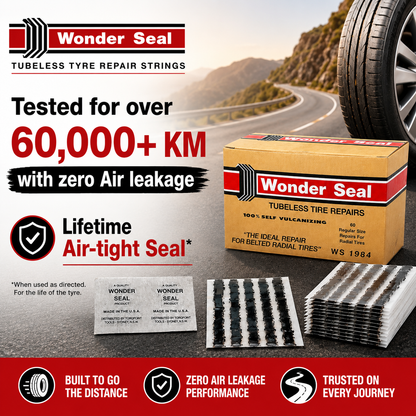 Wonder Seal 60pc Tyre Repair Strings 100mm Self-Vulcanising Made in USA