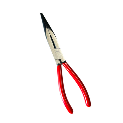 8" (200mm) Needle nose , Long nose plier , Slim German Style , Serrated Edge