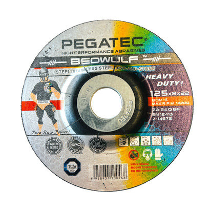 PEGATEC 5" (125mm) x 8mm THICK Grinding Disc Wheel Inox Stainless Steel