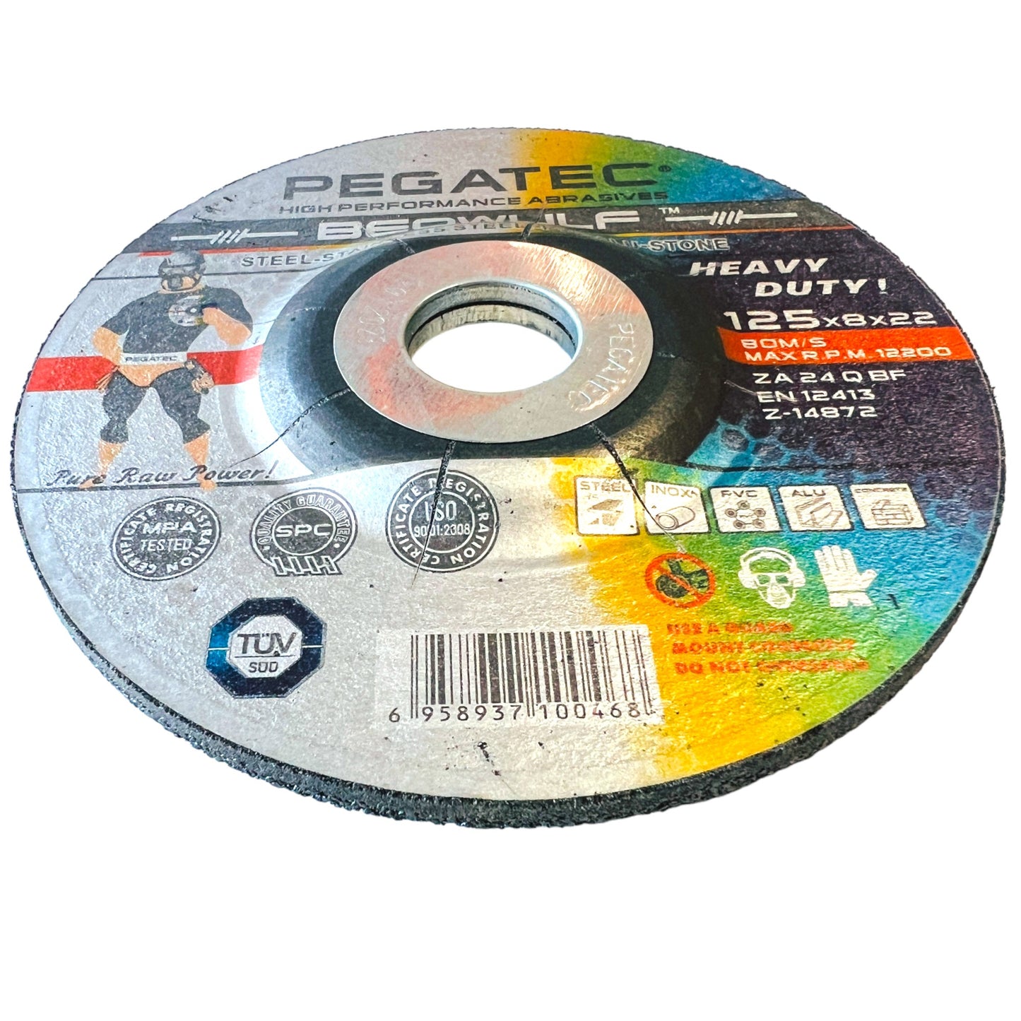 PEGATEC 5" (125mm) x 8mm THICK Grinding Disc Wheel Inox Stainless Steel