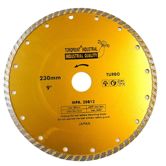 9" (230mm) TURBO Diamond Blade for Stone , Brick , Concrete , Masonry