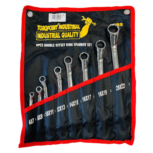 8pcs Double Ended Spanner Set , Ring 45 Degree Offset , 6-22mm