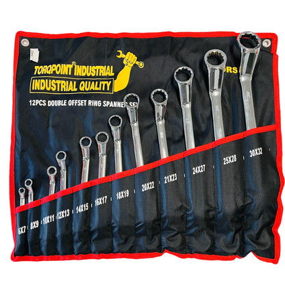 12pcs Double Ended Spanner Set , Ring 45 Degree Offset , 6-32mm