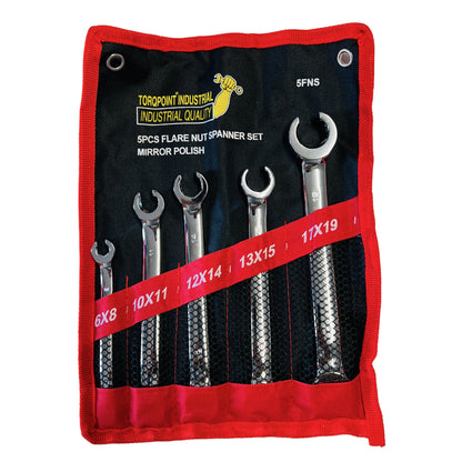 5pcs Double Ended Flare Nut Spanner Set 6-19mm , Line Wrench Spanners