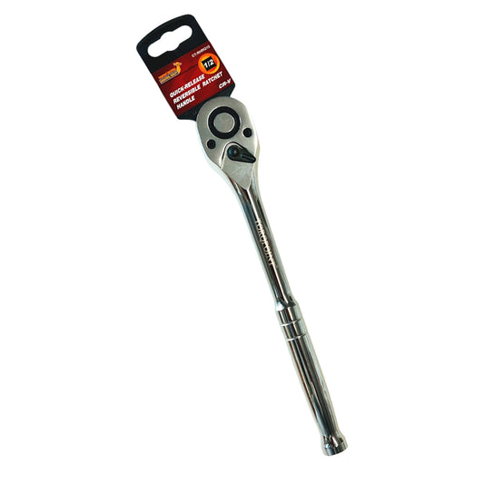 1/4 , 3/8 , 1/2" Polished Ratchet Handle Wrench CR-V Steel , Quick Release, Made In Taiwan