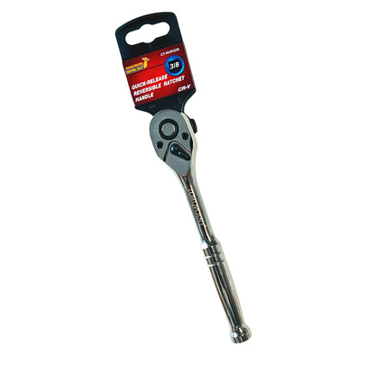 1/4 , 3/8 , 1/2" Polished Ratchet Handle Wrench CR-V Steel , Quick Release, Made In Taiwan