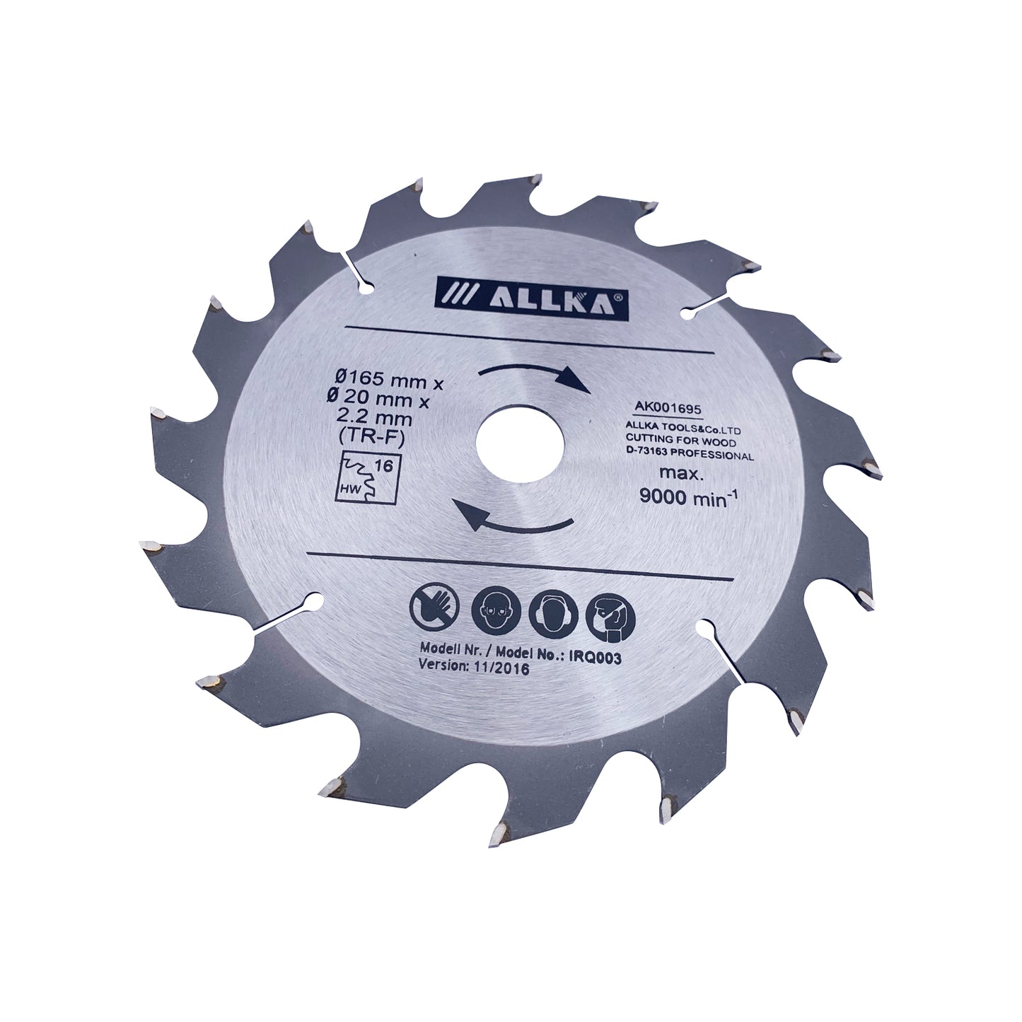 ALLKA 6 1/2" (165mm) x 16 Teeth WOOD Cutting Circular Saw Blade Wood + PVC Cut