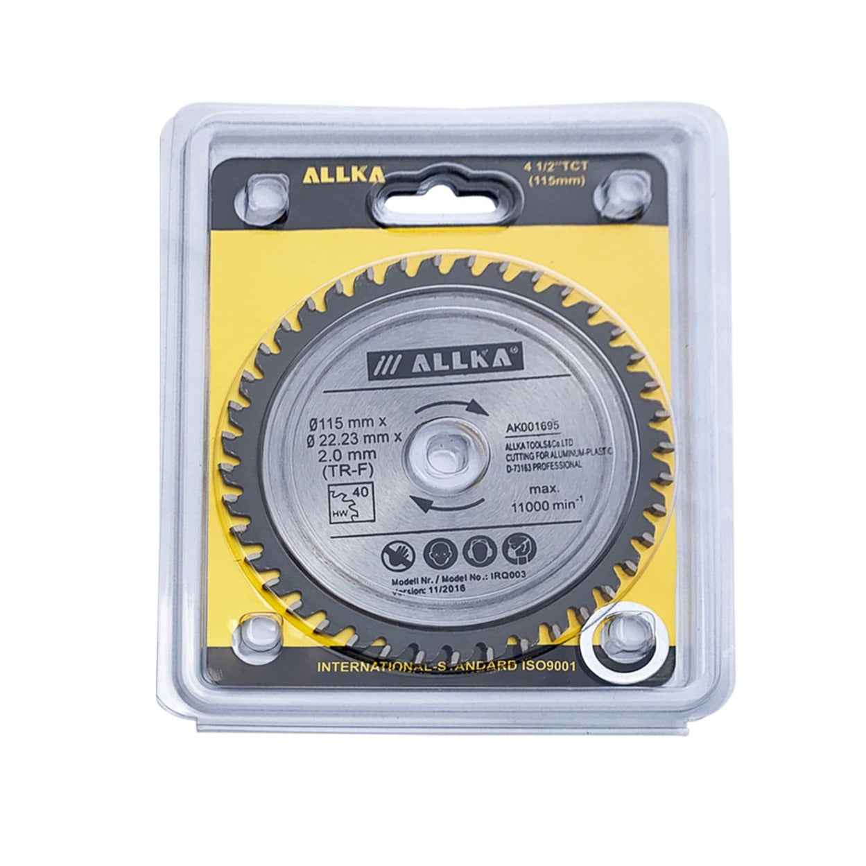 ALLKA 4 1/2" (115mm) x 40 Teeth Aluminium Cut Circular Saw Blade + wood + PVC