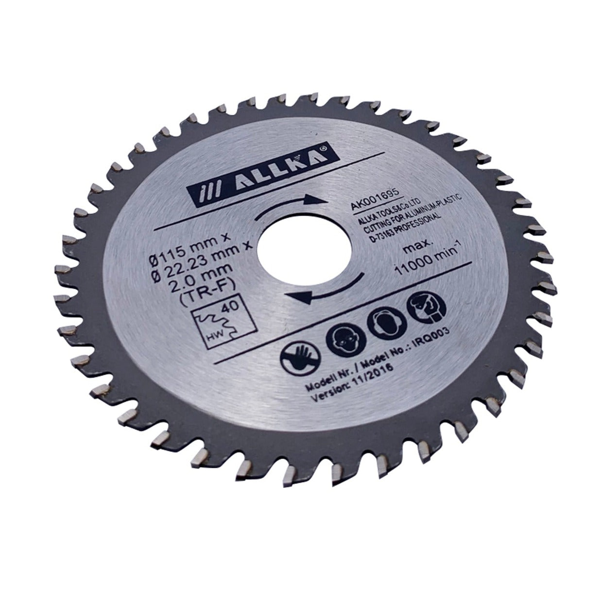 ALLKA 4 1/2" (115mm) x 40 Teeth Aluminium Cut Circular Saw Blade + wood + PVC