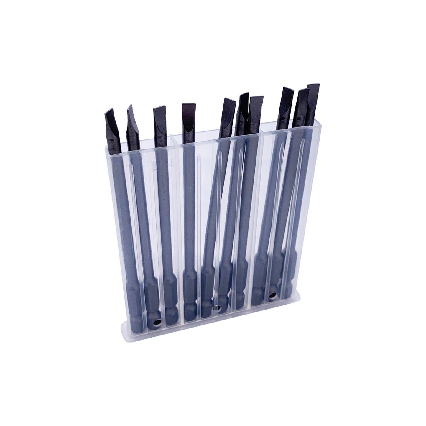 10pcs x 100mmL Slotted / Flat Head Power Screw Driver Bit Set , 4mm or 6mm