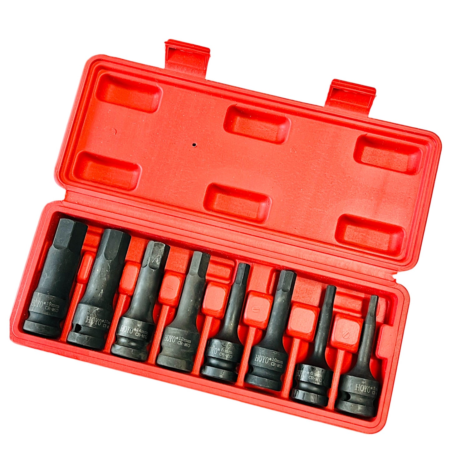 HOYO 8Pcs 1/2" Drive Impact Hex Bit Socket set 5-19mm CR-MO Steel