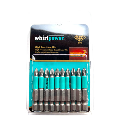 Whirlpower 10pc PH2 Phillips Screw Driver Power Drill Bit No.2 25 50 70 100 150mm