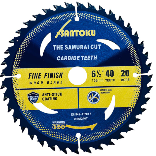 Santoku 6 1/2" (165mm) x 40Teeth WOOD Cut Circular Saw Blade Fine-Finish