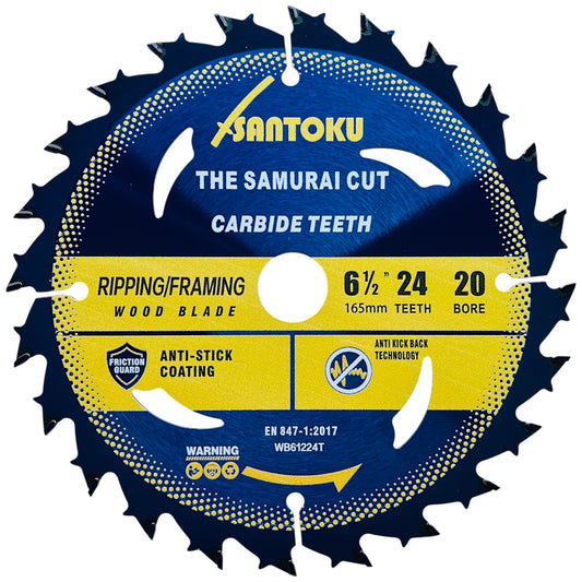 Santoku 6 1/2" (165mm) x 24Teeth WOOD Cut Circular Saw Blade Ripping / Framing
