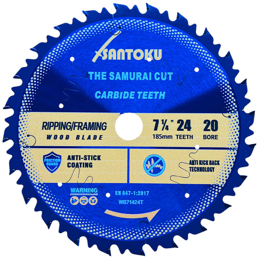 Santoku 7 1/4" (185mm) x 24Teeth WOOD Cut Circular Saw Blade Ripping / Framing