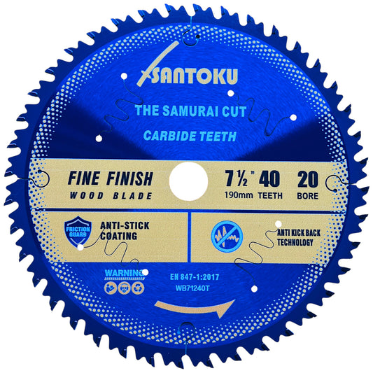 Santoku 7 1/2" (190mm) x 40Teeth WOOD Cut Circular Saw Blade FINE CUTTING