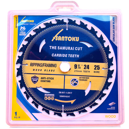 Santoku 9 1/4" (235mm) x 24Teeth WOOD Cut Circular Saw Blade Ripping / Framing