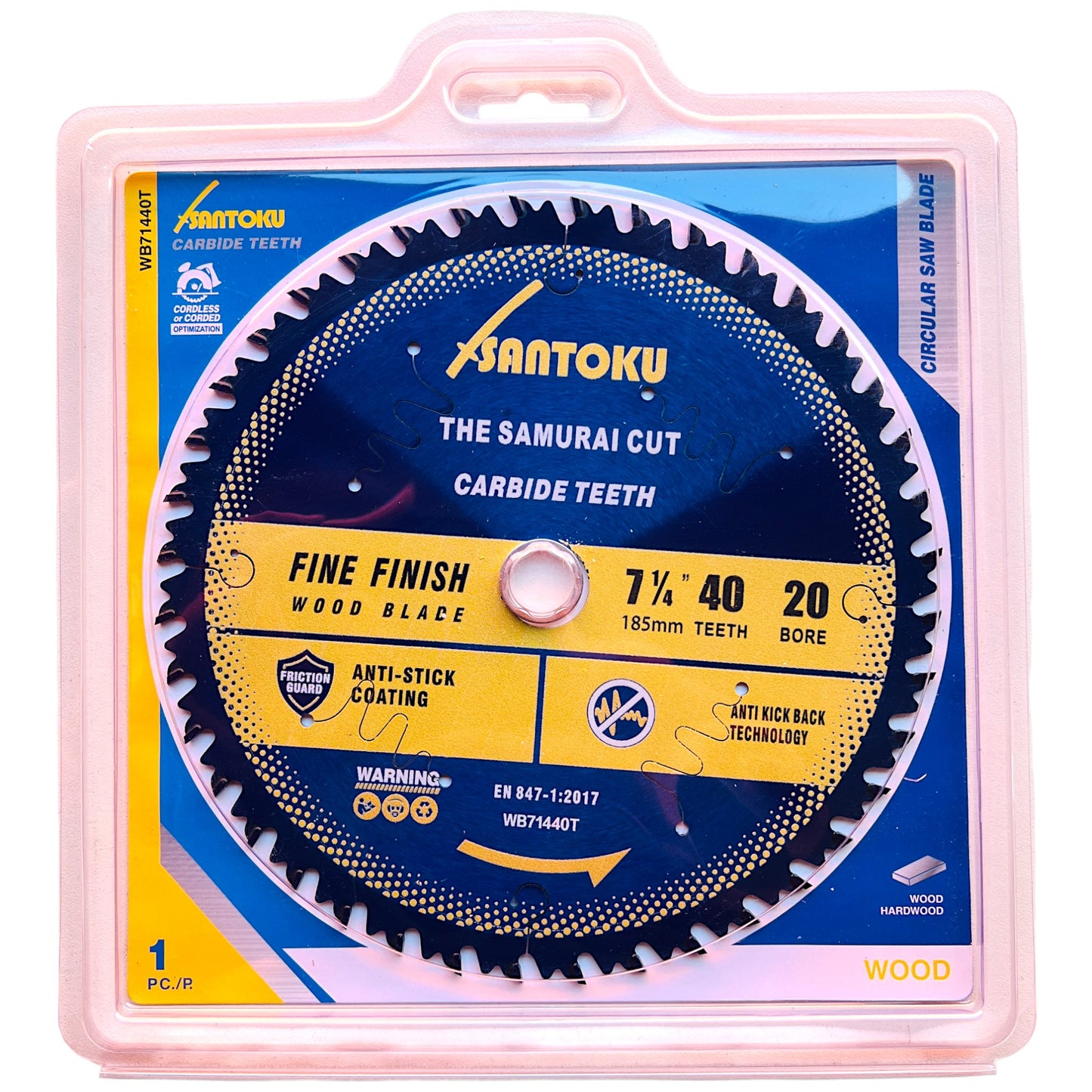 Santoku 7 1/4" (185mm) x 40Teeth WOOD Cut Circular Saw Blade FINE FINISH