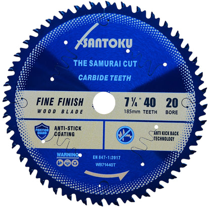 Santoku 7 1/4" (185mm) x 40Teeth WOOD Cut Circular Saw Blade FINE FINISH