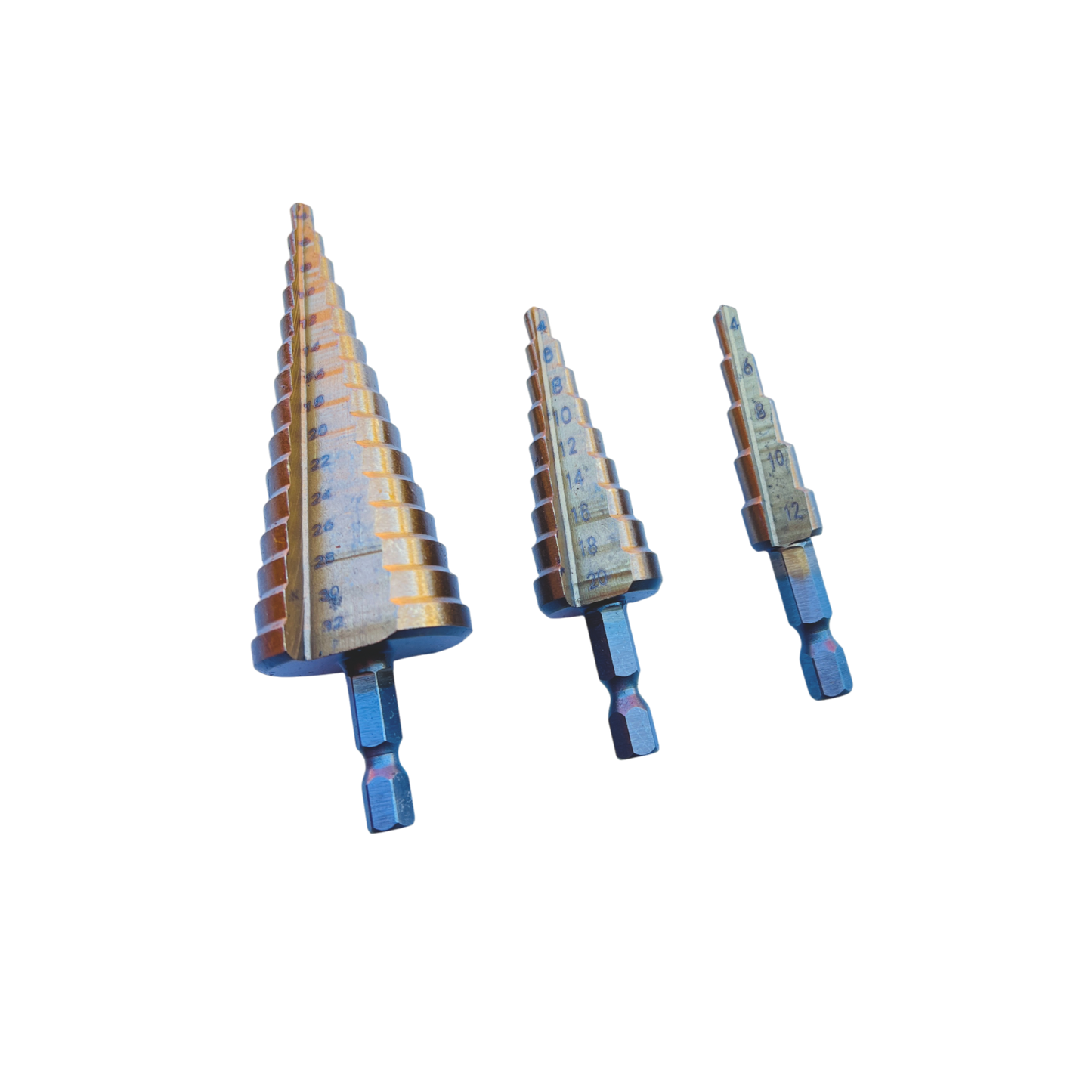 3pcs 4-32mm HSS Step Drill Bit Set Quick Release , Metal , Wood , Plastic