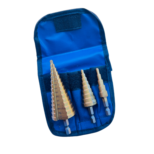 3pcs 4-32mm HSS Step Drill Bit Set Quick Release , Metal , Wood , Plastic