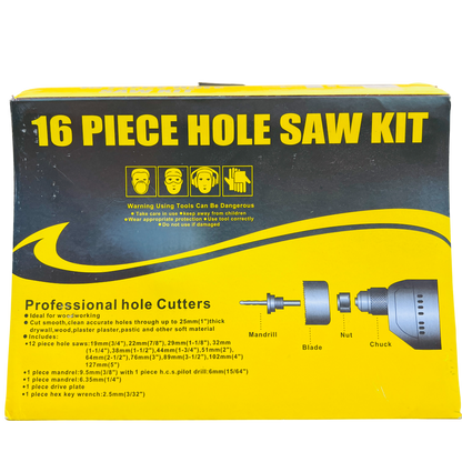 16pcs  Hole Saw Kit, 19mm-127mm  Wood, Plaster , Plastic , Drywall