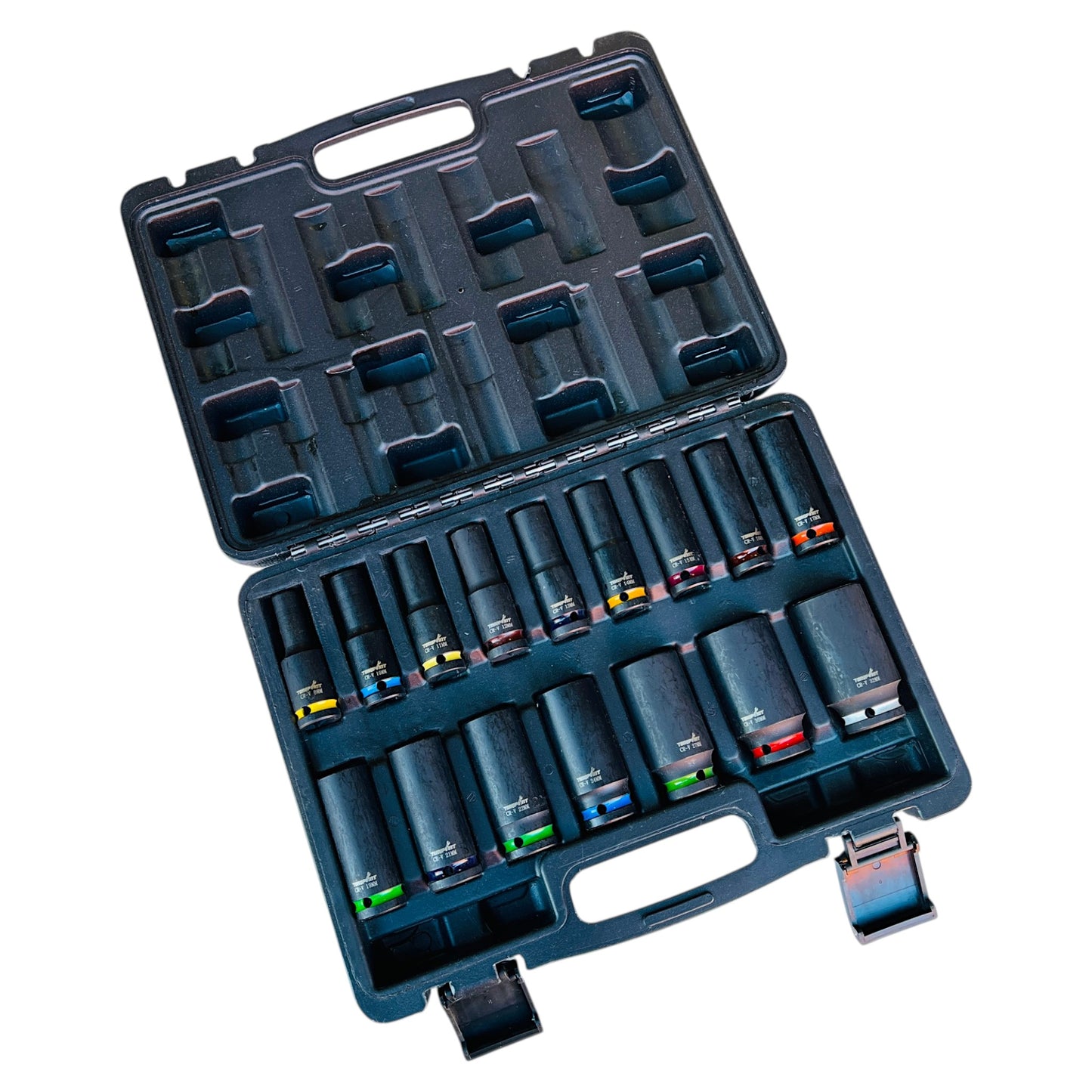 16pc 1/2" Drive Deep Impact Socket Set Metric 8-32mm Blow Mold Case Torqpoint