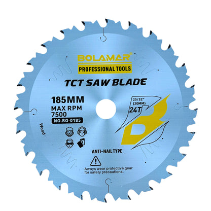 BOLAMAR 7 1/4" (185mm) x 24Teeth WOOD Cut Circular Saw Blade Ripping / Framing